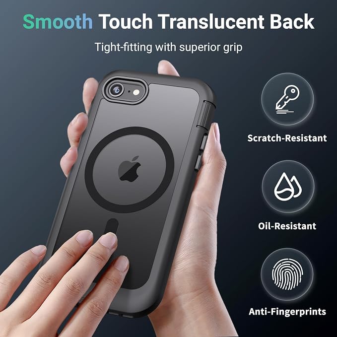jaroco Magnetic for iPhone SE Case 3rd/2rd,iPhone 8/7 Case, [Compatible with MagSafe][Military Grade Drop Protection][Heavy Duty Protection][Non-Slip] 2-Layer Bumper Phone Case 4.7''-Black
