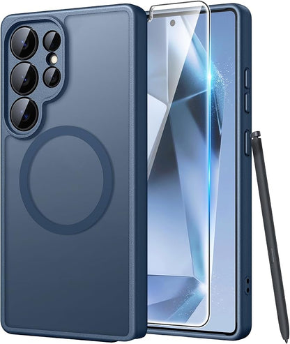 FNTCASE for Samsung Galaxy S24 Ultra Case, Compatible with Magsafe Blue | Screen Protector, Full Camera Protection, Translucent Matte, 14FT Military Grade Drop Proof, Protective Phone Cover