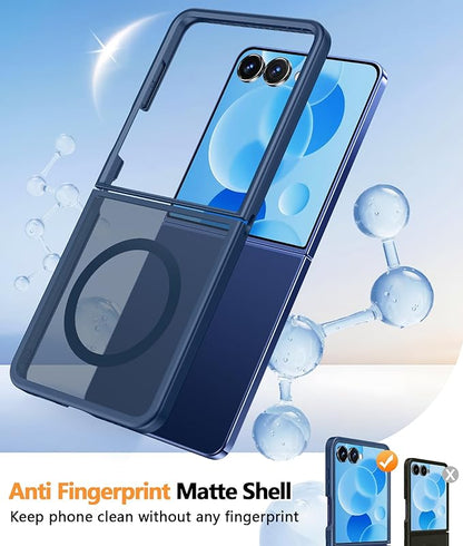 FNTCASE for Samsung-Galaxy Z-Flip-7 Magnetic Case:Translucent Matte Textured Military Grade Drop Protection Phone Cover - Durable Rugged Shockproof Protective Bumper Cases