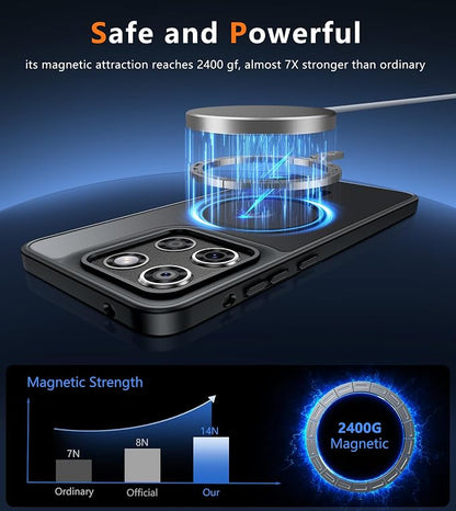 FNTCASE for Motorola Moto G-Stylus-5G-2025 Case: Magnetic Translucent Matte Shockproof Slim Cell Phone Cover - Military Grade Drop Proof Hard Back Anti-Fingerprint Protective Case (6.7 inch/Black)