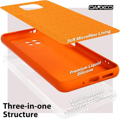 oakxco for Motorola Moto G Power 2021 Phone Case Liquid Silicone, Neon Bright Solid Color, Thin Slim Soft Rubber Gel Matte TPU Plain Simple Cover for Women, Neon Orange
