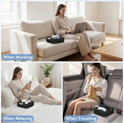 Couch Cup Holder Pillow, Couch Caddy for Drink, Snack, Phone, Remote, Game Controller, Removable and Washable Cup Cozy Pillow, Small Sofa Cup Holder Tray for Bed, Car, Desk, Sofa, Black
