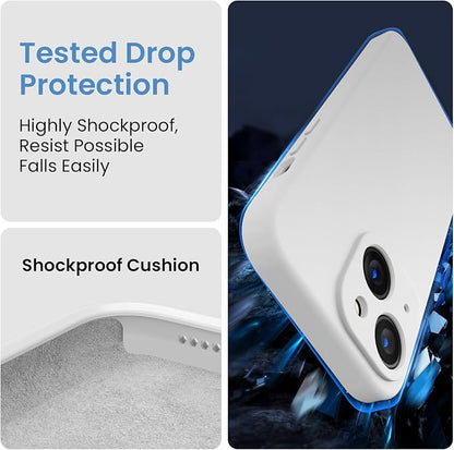 FireNova Designed for iPhone 14 Case, Silicone Upgraded [Camera Protection] Phone Case with [2 Screen Protectors], Soft Anti-Scratch Microfiber Lining Inside, 6.1 inch, White