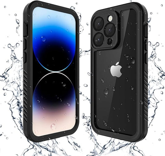 Lanenas for iPhone 14 Pro Case, 14 Pro Waterproof Case with Built-in Screen Protector, Full Body Heavy Duty Phone Case Dustproof Shockproof Case Cover for iPhone 14 Pro 6.1inch Black