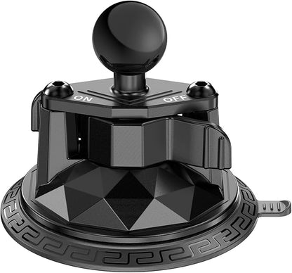 1" Ball Twist-Lock Suction Cup Mount, 3.5" Large Suction Cup Base for Vehicle Windshields, Compatible with RAM Mounts B Size 1" Ball Double Socket Arm, for GoPro Insta360 Camera Phone Holder