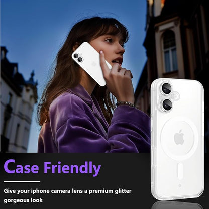 Camera Lens Protector for iPhone 17, Bling Glitter Camera Cover with 9H Tempered Glass Metal Ring, Anti-Scratch Lens Protector for iPhone 17 (Glitter - Silver)
