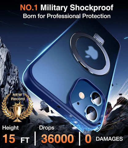 Chicfun 3-in-1 [Magnetic+Kickstand+Ring Holder] for iPhone 12/12 Pro Case Stand Ring Holder Compatible with MagSafe, Military Shockproof Protective iPhone 12/12 Pro Phone Case Kickstand Cover Blue
