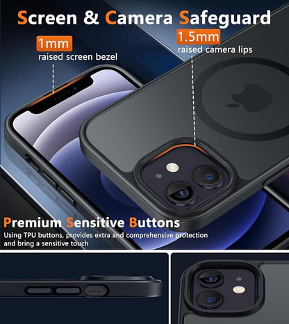 FNTCASE for iPhone 12 Case: iPhone 12 Pro Case [Compatible with Magsafe] Translucent Matte Cases with [Camera Protection] Military Grade Shockproof Protective Phone Cover