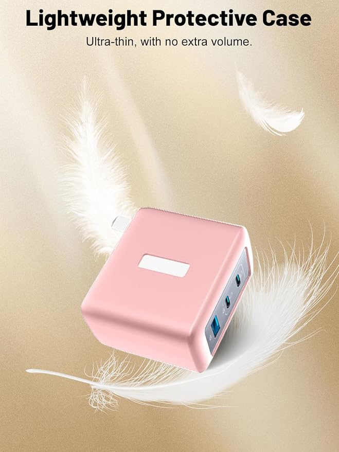 Silicone Protective Case for Anker Nano 100W USB-C Charger, Full-Body Protective Cover with Precise Cutouts, Shockproof Dustproof Charging Block Protector Sleeve & Scratch-Resistant Sleeve (Pink)
