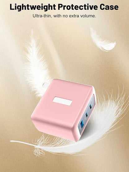 Silicone Protective Case for Anker Nano 100W USB-C Charger, Full-Body Protective Cover with Precise Cutouts, Shockproof Dustproof Charging Block Protector Sleeve & Scratch-Resistant Sleeve (Pink)