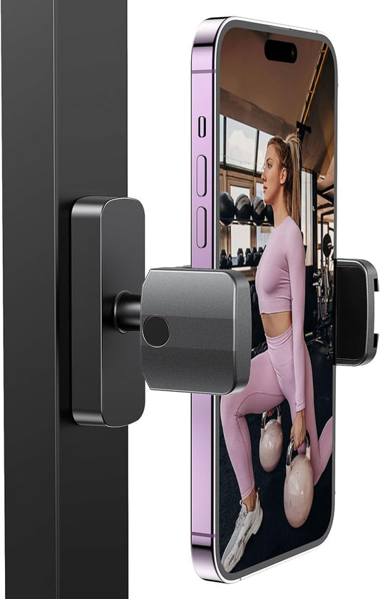 Magnetic Phone Holder for Gym, Magnet Gym Phone Mount w/ 6 x N52 Magnets, Home Workout Gym Accessories for Men Women, Quick Release Clamp, Thick-Case Friendly, Fits 4.7–7" iPhone 17/16/15/14 & Galaxy