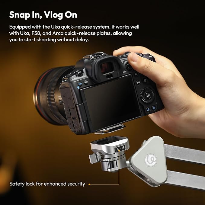 ULANZI TH04 Overhead Camera Mount with Magic Arm and 1/4" Ball Head, 360° Rotatable Camera Desk Mount, Desk Tripod with Uka Quick Release Setup for DSLR Cameras/Webcam/iPhone/Ring Light/Microphone