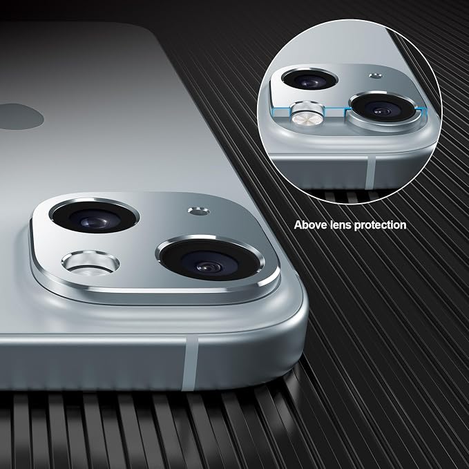 Camera Lens Protector Bumper for iPhone 15 /iPhone 15 Plus,No Glass Flat Design, Blue