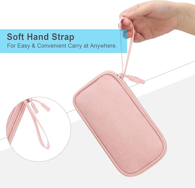 Lacdo Electronic Organizer, Travel Cable Organizer Bag Pouch Tech Electronic Accessories Carry Case Portable Double Layer Charger Case for Cable, Cord, Charger, Phone, Earphone, Power Bank, Light Pink
