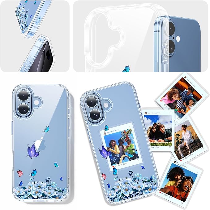 3 in 1 for iPhone 17 Case Clear Printed Design | Yellowing-Resistant Acrylic Back, Screen Protector *1 & Camera Lens Protector*1, Military-Grade Protection