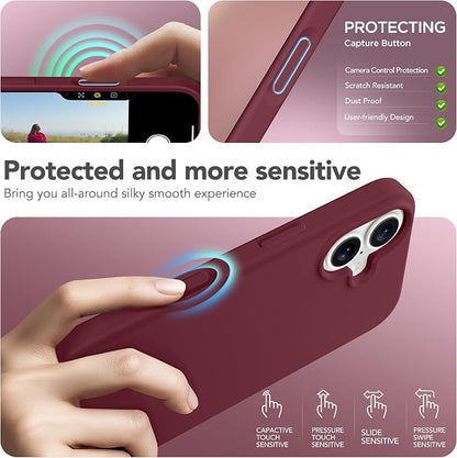 GONEZ Magnetic for iPhone 17 Case, Compatible with MagSafe, [Screen Protector + Camera Lens Protector], Liquid Silicone Anti-Scratch Shockproof Protective Phone Case 6.3 inch, Maroon