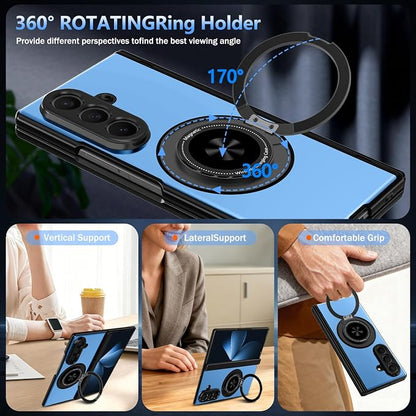 Hekodonk for Galaxy Z Fold 8 Ultra Case with 360 Rotatable Stand,[Compatible with MagSafe][Front Screen Protector],Magnetic Ring Holder with Hinge Protective Case for Samsung Z Fold 8 Ultra,Blue