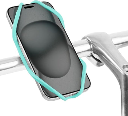 Bone Bike Tie 5, Bike Phone Mount for Handlebar, Scratch-Free Silicone Holder with Anti-Slip & Shock-Absorbing Design, Cycling Phone Holder Compatible with Most Smartphones (Turquoise - Handlebar)