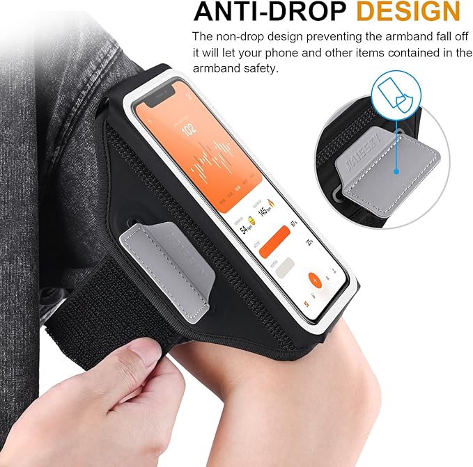 Phone Armband for Running 3D Design Cell Phone Armband with Zipper Pocket for Earbuds Car Keys, Water Resistant Sport Arm Band for iPhone 14 13 12 11 Pro Galaxy S20 S30 Fit Up to 6.9'' with Phone Case