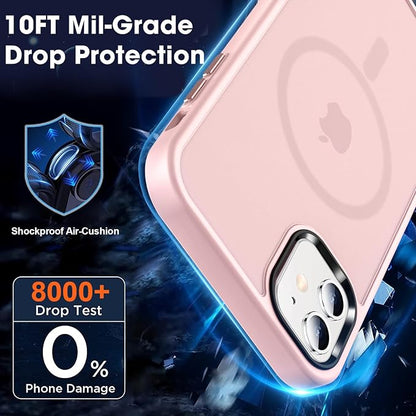 MOCCA Strong Magnetic for iPhone 12 Case/iPhone 12 Pro Case, [Compatible with Magsafe][Mil-Grade Drop Protection] Slim Shockproof Translucent Protective Phone Case for iPhone 12/12 Pro, Pink