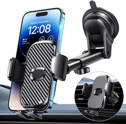 Car Phone Holder[Military-Grade 360°Suction Cup]Phone Holders for Your Car Universal Accessories Air Vent Dashboard Windshield Phone Mount Automotive Cradles Fit for Dash Mounting Kits iPhone