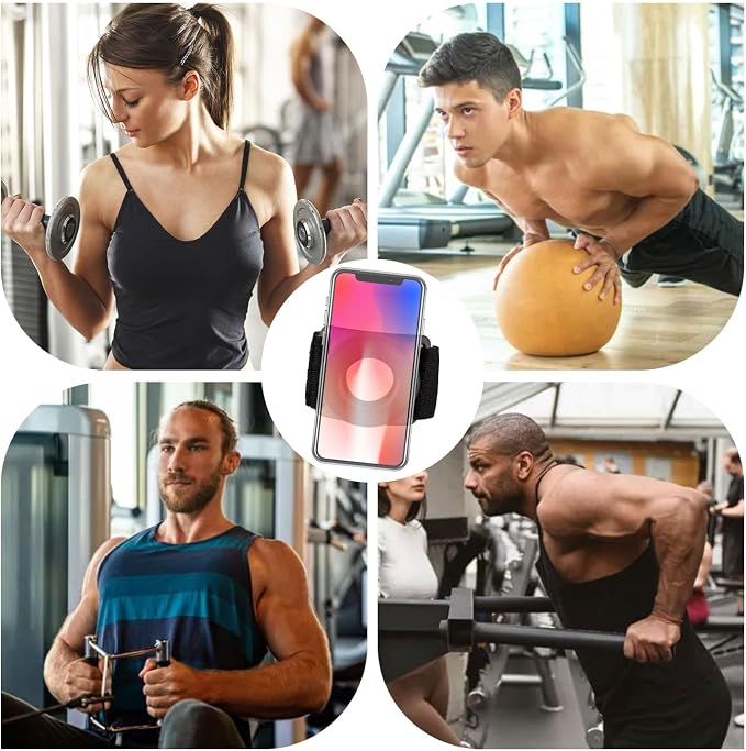 Magnetic Running Phone Holder for iPhone, 360° Rotatable Running Armband Strong Adaptability Workout Cycling Sports Runners Cell Phone Arm Band Compatible with iPhone 12 13 14 15 16 Pro Max Plus Mini