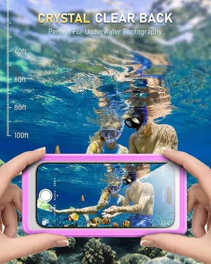 Waterproof Phone Case,IPX8 Waterproof Phone Pouch for Beach & Snorkeling Essentials,Phone Waterproof Case with Lanyard, Universal Case Up to 6.9" for iPhone,Samsung (Purple)