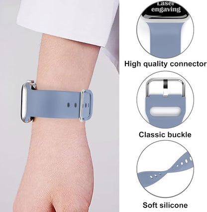 Faith with Cross Watch Band Compatible with Apple Watch Laser Engraved Silicone 38mm 40mm 41mm 42mm 44mm 45mm 46mm 49mm Strap Jesus Psalm Christian God Blessed (Lavender Grey, 42/44/45/46/49mm M/L)