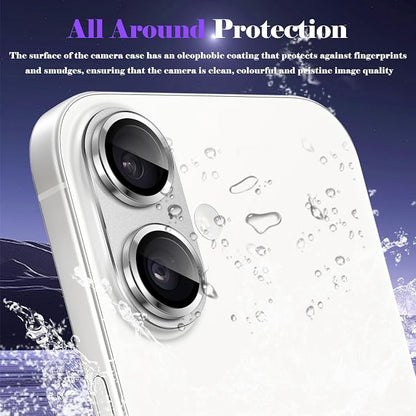 Camera Lens Protector for iPhone 17 Camera Lens Protector [Strong Adsorption] [Not Easy to Break] Metal Tempered Glass Rear Camera Screen Cover - Silver