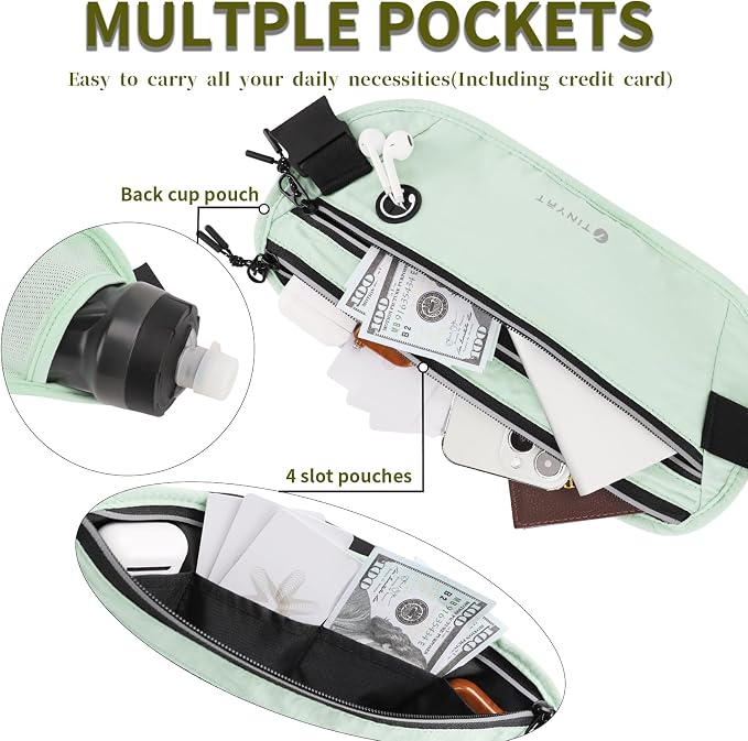 Slim Running Belt for Women Men Runners Fanny Packs With Phone Holder Hidden Pockets Exercise Waist Bag for Marathon Workout