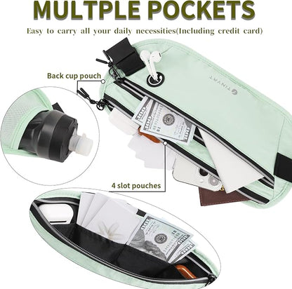 Slim Running Belt for Women Men Runners Fanny Packs With Phone Holder Hidden Pockets Exercise Waist Bag for Marathon Workout