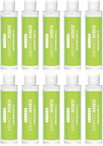 Scosche SCOCLNR Refill Bottles for Streak-Free Electronic Screen Cleaner Spray and Wipe Cleaning Kit for TV, Computer, Phone, iPhone, iPad, Laptop, MacBook, Car Touchscreen, 10 Pack of Refills