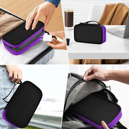 ZINZ Electronic Accessories Organizer, Travel Cable Carry Pouch Storage Bag for Laptop Attachment Cable, Cord, Charger, Earphone etc,Black-Purple