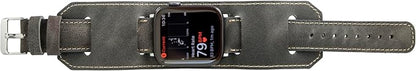 HARDISTON Cuff Watch Band Compatible with Apple 42mm for men & women, Handmade Genuine Leather, Compatible with iWatch Series 11 10 9 8 7 6 5 4 3 2 1 SE Ultra, Wrist Bracelet Band, Large/Band-Grey