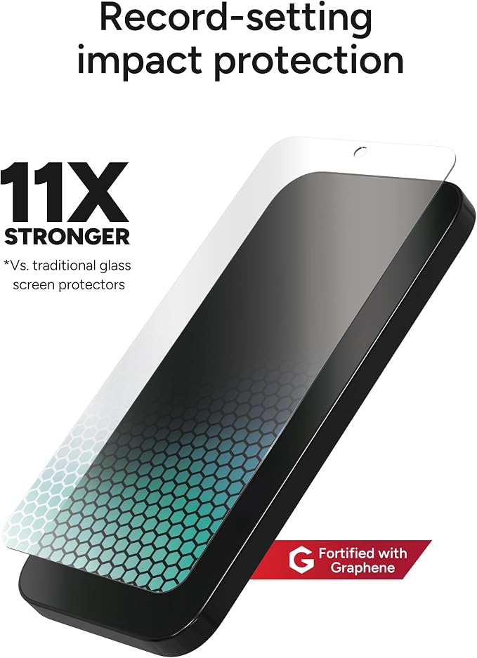 ZAGG Glass XTR4 Samsung Galaxy S25/ S24 Screen Protector - Tempered Glass, 11X Stronger with Graphene, Blue Light Filtering, Anti-Reflective Technology, InvisibleShield, Easy Dust-Free Installation