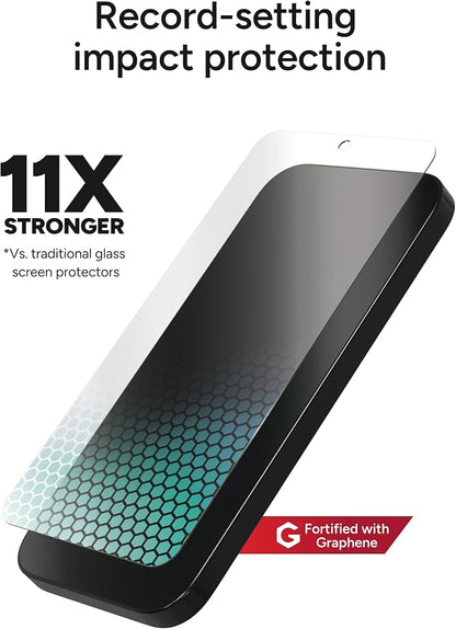 ZAGG Glass XTR4 Samsung Galaxy S25/ S24 Screen Protector - Tempered Glass, 11X Stronger with Graphene, Blue Light Filtering, Anti-Reflective Technology, InvisibleShield, Easy Dust-Free Installation