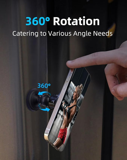 Magnetic Phone Holder for Gym – 360° Rotating Gym Phone Mount Holder for MagSafe, Dual Magnetic Cell Phone Holder Compatible with iPhone 16 15 14 13 12 Series Portable Gym Accessories-931004