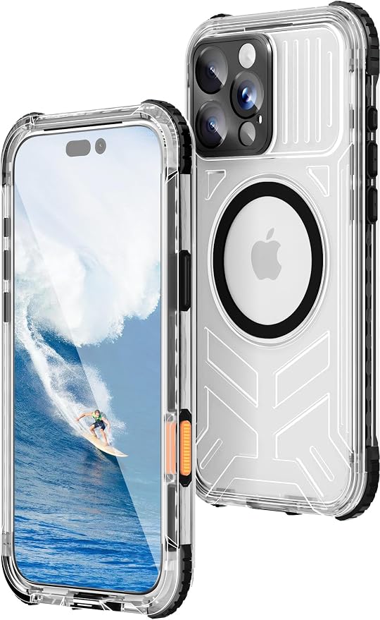 WIFORT for iPhone 16 Pro Max Waterproof Case, [IP68 Underwater] [Blue Light Filter Lens] [15FT Military Shockproof], Fit for Magsafe Full Body Magnetic Frosted Phone Case with Lanyard, 6.9" Black