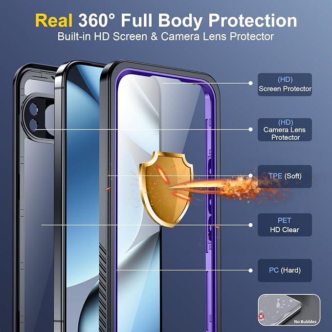 SPIDERCASE for Google Pixel 10 Pro Case Waterproof, [Privacy Screen Protector][IP68 Underwater] Full Body Sealed Heavy Duty Protection [12FT Military Grade Shockproof] Durable Phone Case, Purple