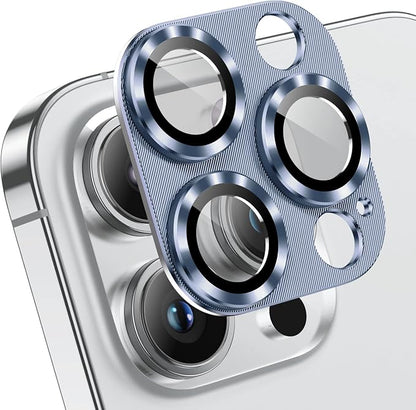 AFARER [2 Pack Lens Protector for iPhone 14 Pro Max/14 Pro,Strong Adsorption,9H Hardness Metal Tempered Glass Anti-Scratch Camera Cover Protectors (Blue)