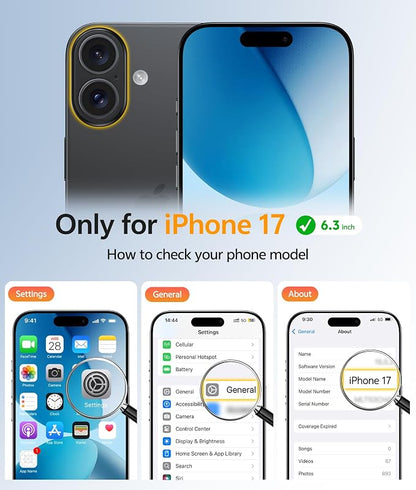 FNTCASE for iPhone 17 Case: [Compatible with Magsafe] Translucent Matte Cases with [Full Camera Protection] [Screen Protector] Military Grade Shockproof Protective Phone Cover - Black