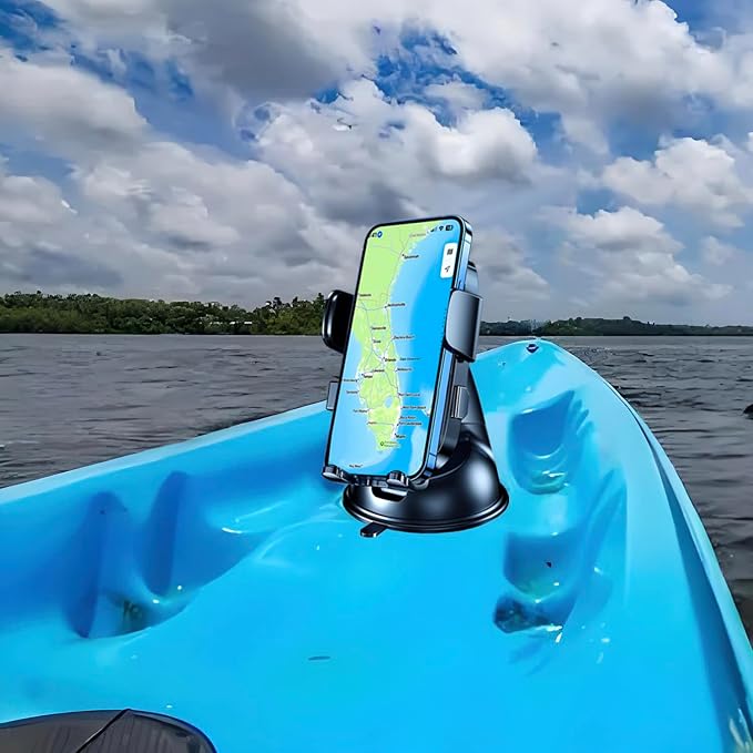 Boat Phone Mount, Suction Cup Boat Cell Phone Holder Marine Heavy Duty Dash Universal Desk Waterproof Boat Phone Holder for Boating Kayak Sailing Marine Marina for iOS Android Smartphone (2PCS)