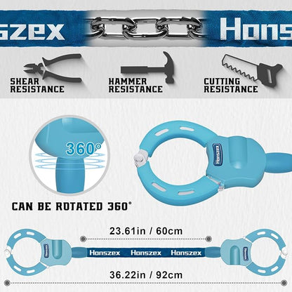 Scooter Lock, Scooter Locks Anti Theft, 36.22inch Colorful Electric Scooter Handcuff Lock, Bike Locks High Security with Key, Accessories for E Scooter, E Bike