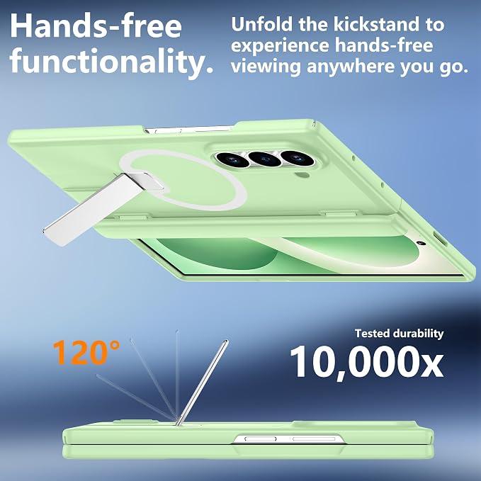 For Samsung Galaxy Z Fold 8 Ultra Case with Kickstand & Screen Protector | MagSafe-Compatible,Military Grade Drop Tested Non-Slip Slim Shockproof Case for Samsung Galaxy Z Fold 8 Ultra-Matcha Green