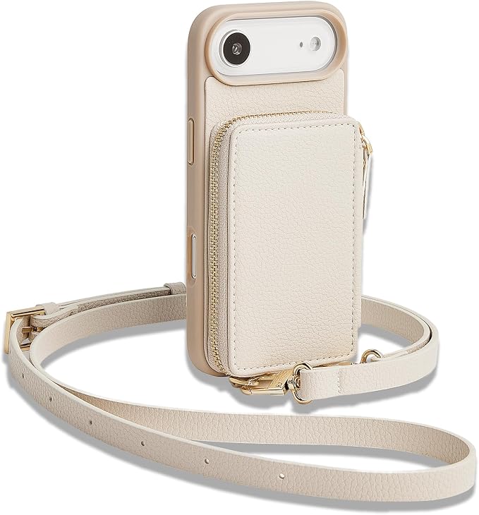ZVE for iPhone Air Case Wallet 6.5 Inch, RFID Blocking Crossbody Leather Phone Cover with Card Holder Beige