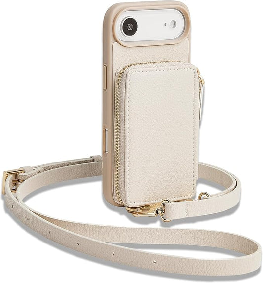 ZVE for iPhone Air Case Wallet 6.5 Inch, RFID Blocking Crossbody Leather Phone Cover with Card Holder Beige