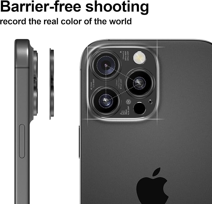2025 Upgraded 2 PACK for iPhone 14/15/16 Pro & Pro Max Camera Lens Protector (No Glass Lens Coverage), Metal Cover with Engraved Camera Parameters- Black