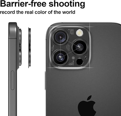 2025 Upgraded 2 PACK for iPhone 14/15/16 Pro & Pro Max Camera Lens Protector (No Glass Lens Coverage), Metal Cover with Engraved Camera Parameters- Black
