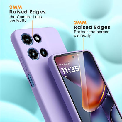 for Motorola Moto G 2025 Case, 2 Pack Tempered Glass Screen Protectors, Soft TPU Liquid Silicone Shockproof Gel Case-Light Lilac