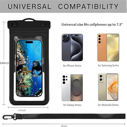 MOLOPPO Waterproof Phone Pouch, with Interior Card Holder, Large Dry Phone Case for iPhone 17 16 15 14 13 Pro Max, Beach Vacation Essentials,1 Pack,Black